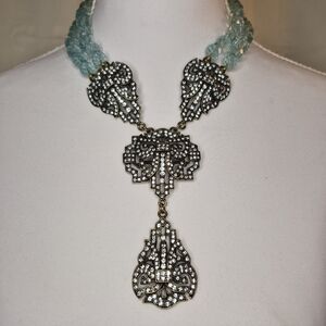 Heidi Daus Pale Blue Crystal Statement Necklace & Earrings Set